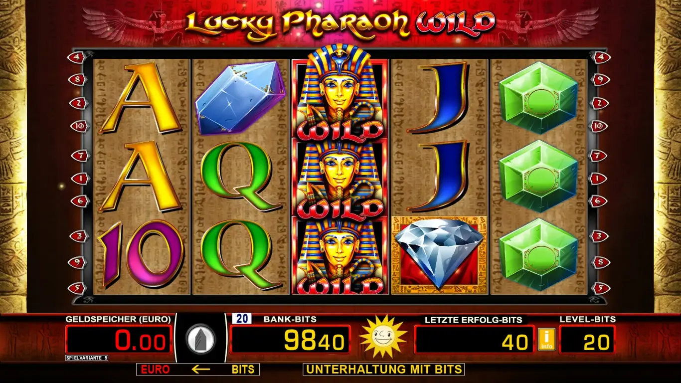 Lucky Pharaoh Wild: offizieller deutscher Bildschirm des MERKUR-Basisspiels